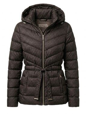 Michael Kors Brown Packable Down Puffer Jacket w/ Bag - XS - Belted